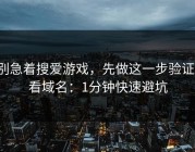 别急着搜爱游戏，先做这一步验证：看域名：1分钟快速避坑