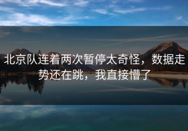 北京队连着两次暂停太奇怪，数据走势还在跳，我直接懵了