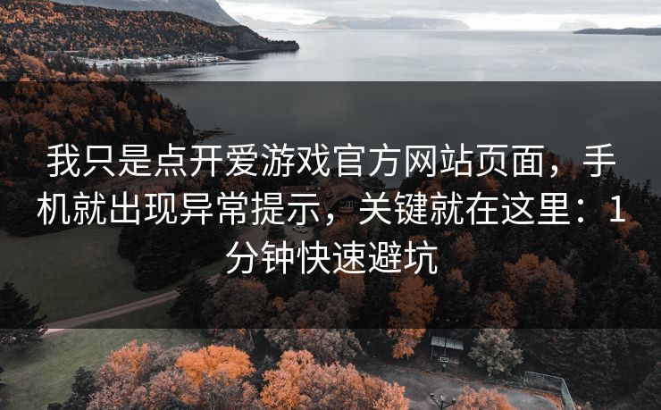 我只是点开爱游戏官方网站页面，手机就出现异常提示，关键就在这里：1分钟快速避坑
