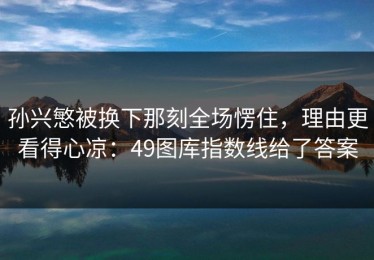 孙兴慜被换下那刻全场愣住，理由更看得心凉：49图库指数线给了答案